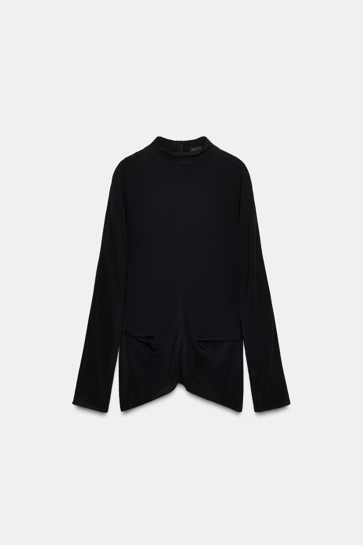 자라 테크니컬 하이넥 플루이드 블라우스 9479/270 BLACK - 메인 이미지