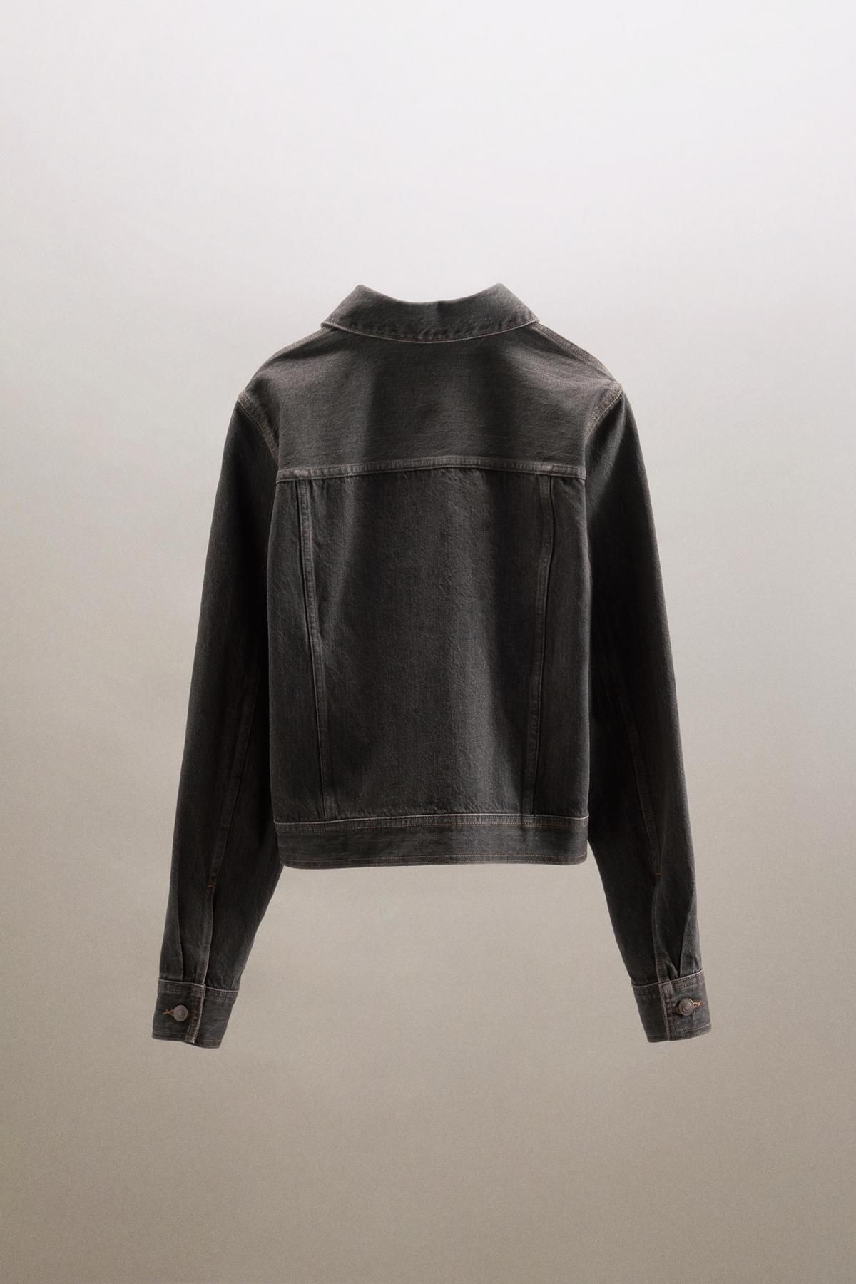자라 플리츠 스냅버튼 크롭 데님 재킷 1300/870 DARK BROWN - 상세 이미지 3