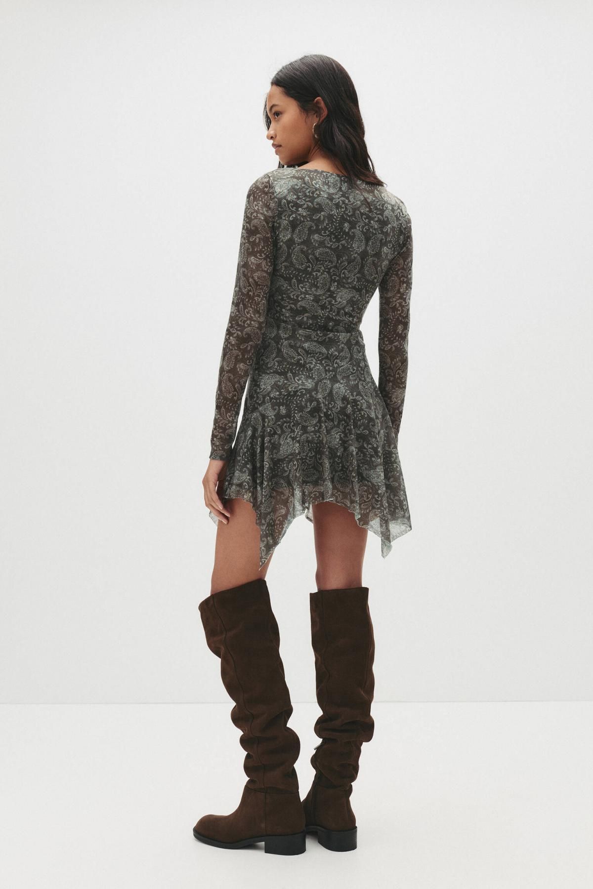 풀앤베어 비대칭 페이즐리 미니 원피스 7394/380 DARK KHAKI - 상세 이미지 3