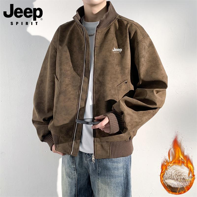 JEEP 빅사이즈 150kg 기모 가죽 오버사이즈 바람막이 점퍼 아웃도어 지프 - 상품 이미지