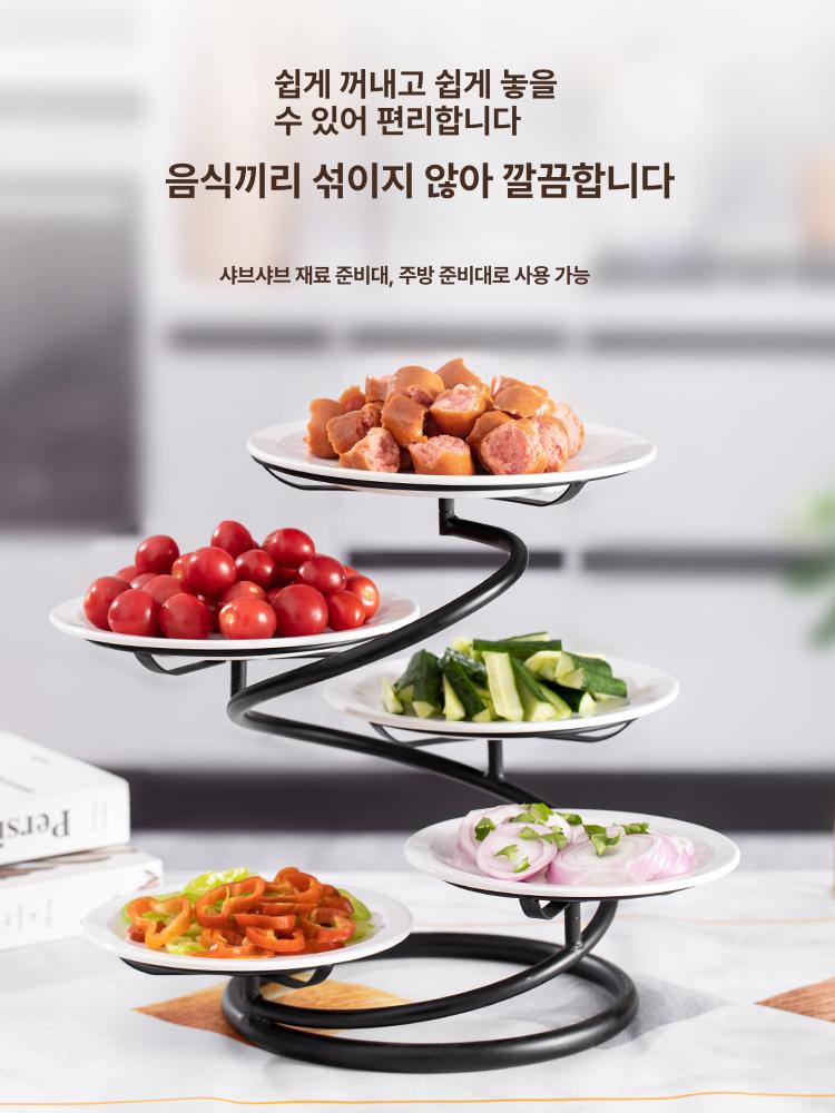 업그레이드 다층 호텔 음식 진열대 회전다층 다용도 활용 다층설계 공간 절약 블랙 5단 - 상세 이미지 5