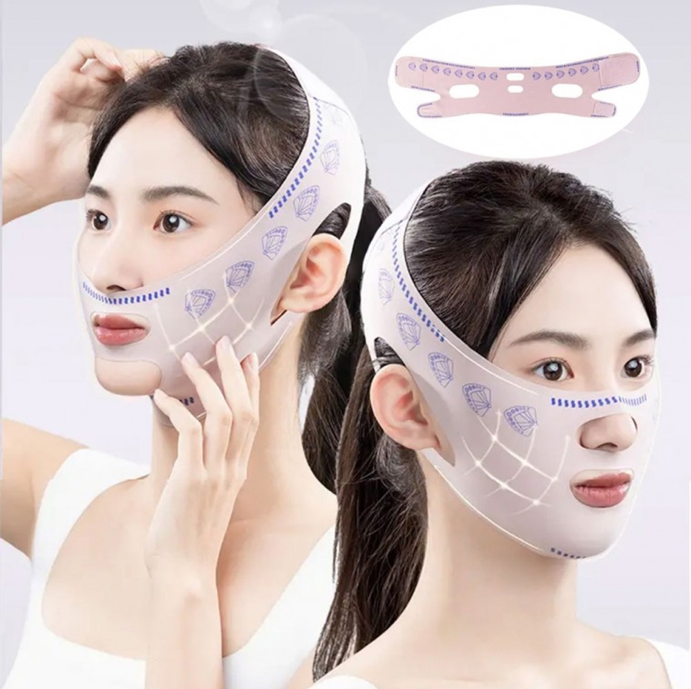 슬림핏 무봉제 3D입체 리프팅밴드 얼굴밴드 마사지 브이라인 땡기미 이중턱 사각턱 - 상품 이미지
