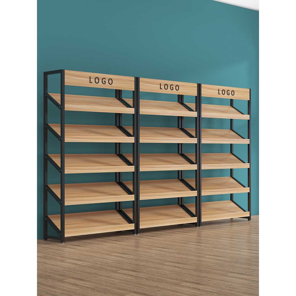 슈퍼마켓 과일 매대 채소 진열 진공목 진열 선반대 4단 100x30x140cm + 사선(블랙) - 상세 이미지 2
