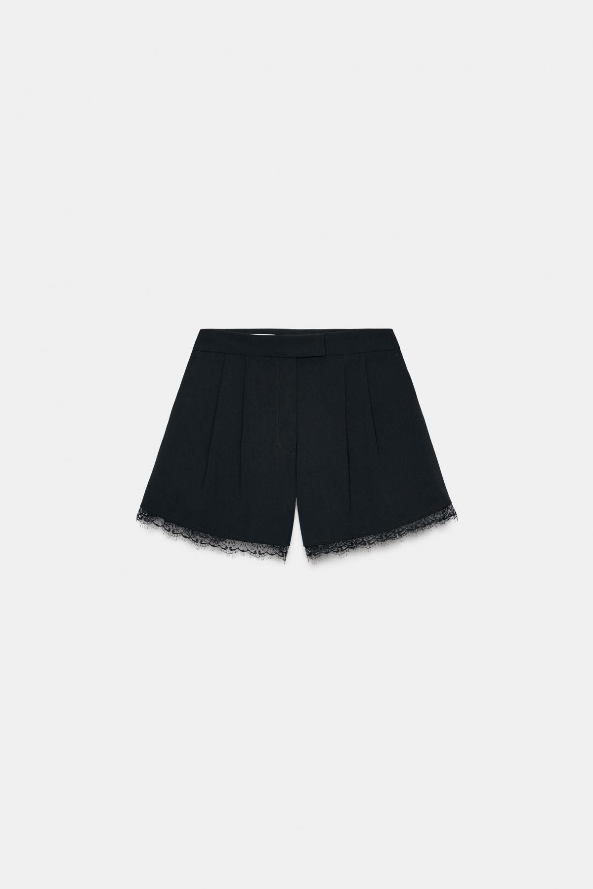 자라 레이스 하이웨이스트 버뮤다 반바지 8358/827 BLACK - 상품 이미지