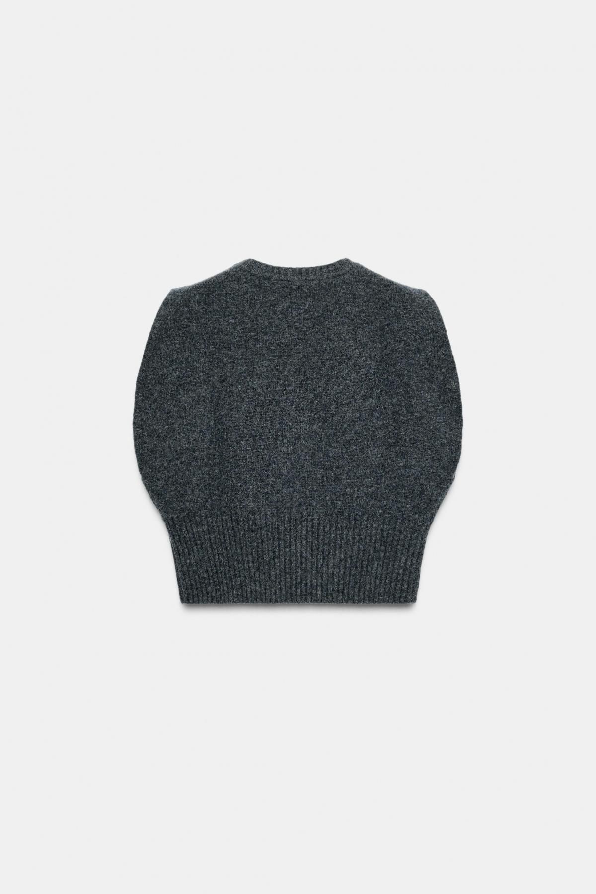 자라 프리미엄 울 라운드넥 니트 베스트 4192/112 GREY / BLUE - 상세 이미지 5
