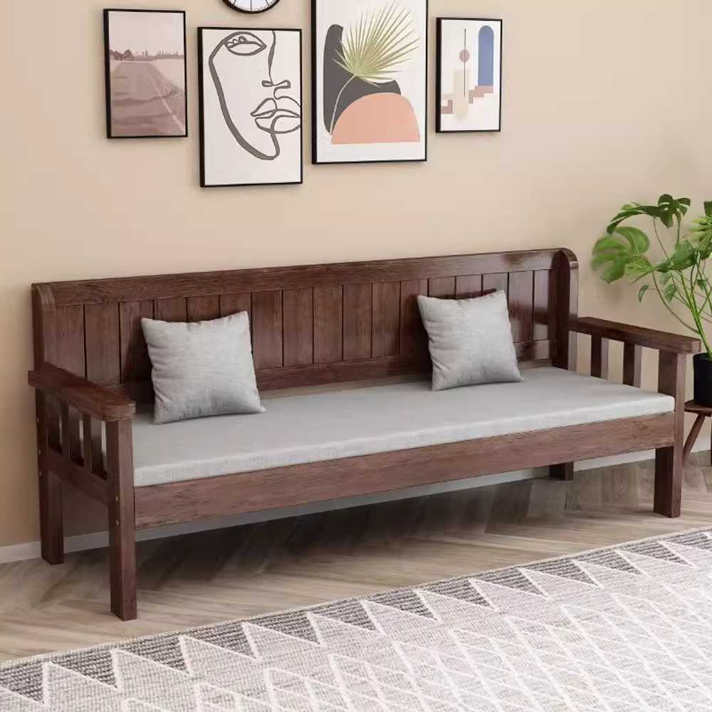 원목 평상형 소파 내추럴 감성 거실 인테리어 벤치 티크 140x55x80cm(쿠션) - 상세 이미지 4