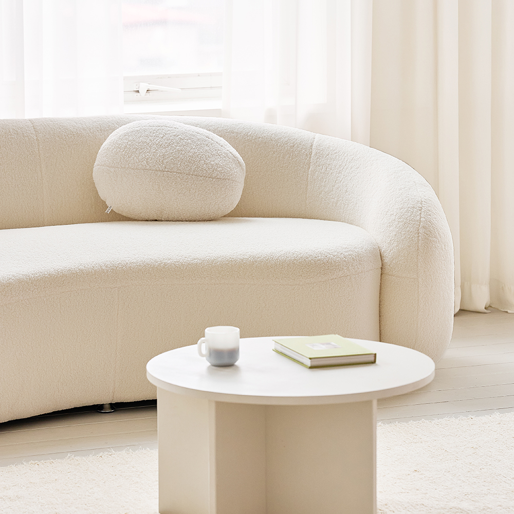 (희망일배송) 미뇽C 양털 소파 카페 호텔 라운지 부클레 패브릭 3인용 소파