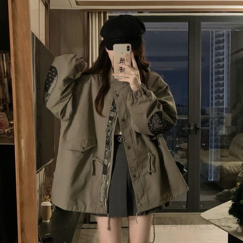여성 빅사이즈 루즈핏 카라 포켓 야상 점퍼 자켓 아우터 간절기 캐주얼 데일리룩 봄 가을 - 상세 이미지 2