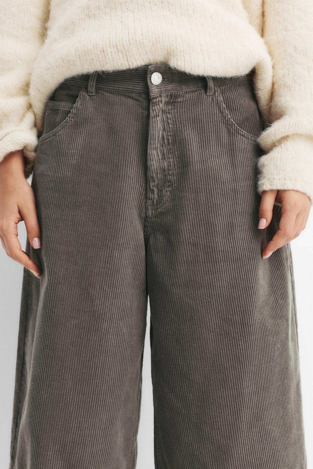 풀앤베어 코듀로이 하이웨이스트 배기핏 반바지 7696/351 GREY - 상세 이미지 5