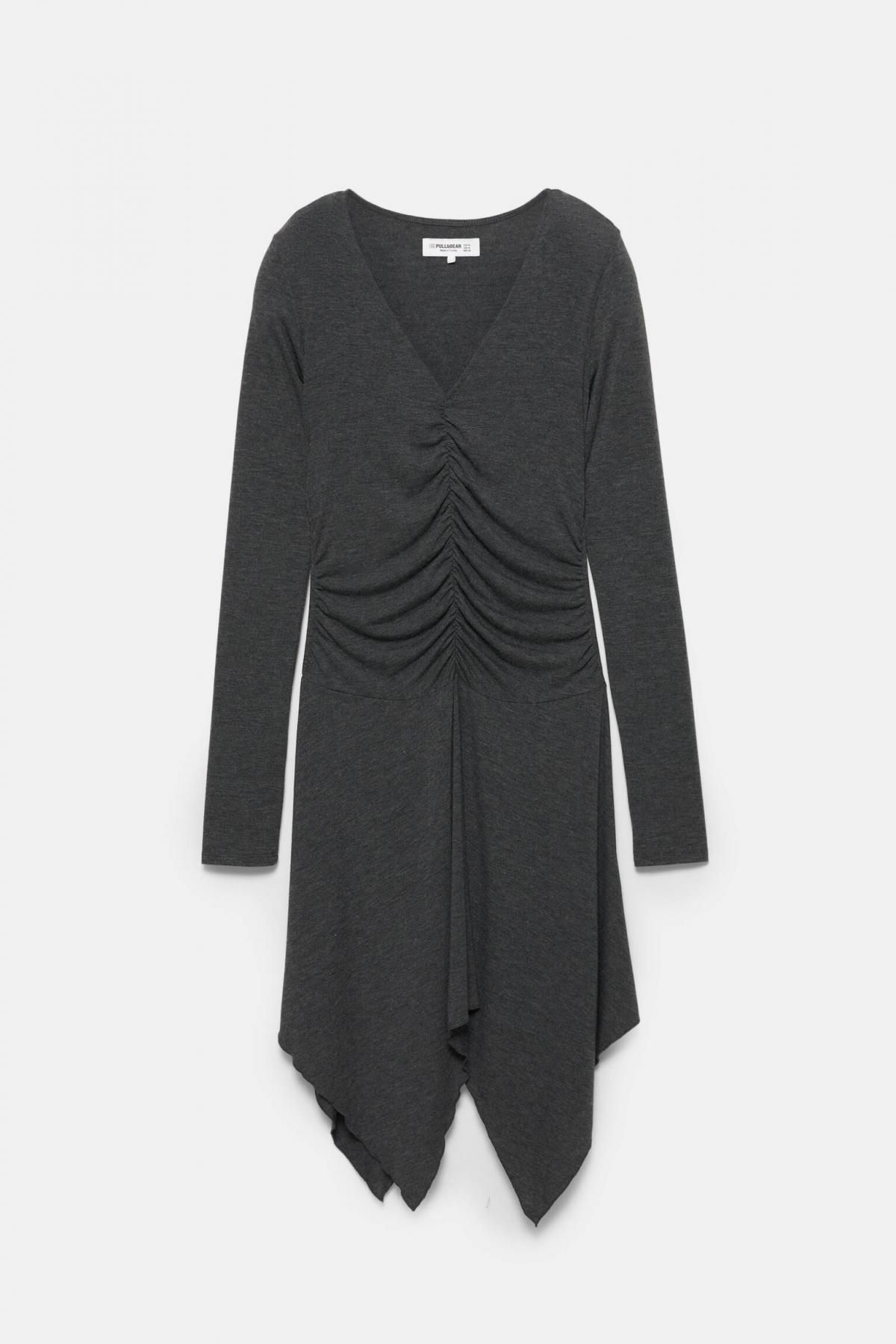 풀앤베어 테크니컬 언밸런스 미디 셔링 원피스 7397/305 ANTHRACITE GREY - 상품 이미지