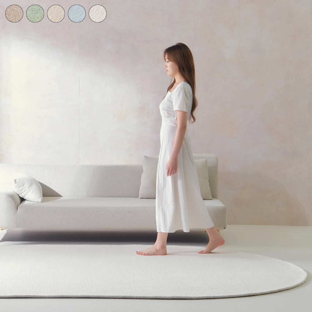 투톤 거실러그 방수 워셔블 항균 샤기 카페트 주문제작 바닐라베이지, 타원)100x150cm