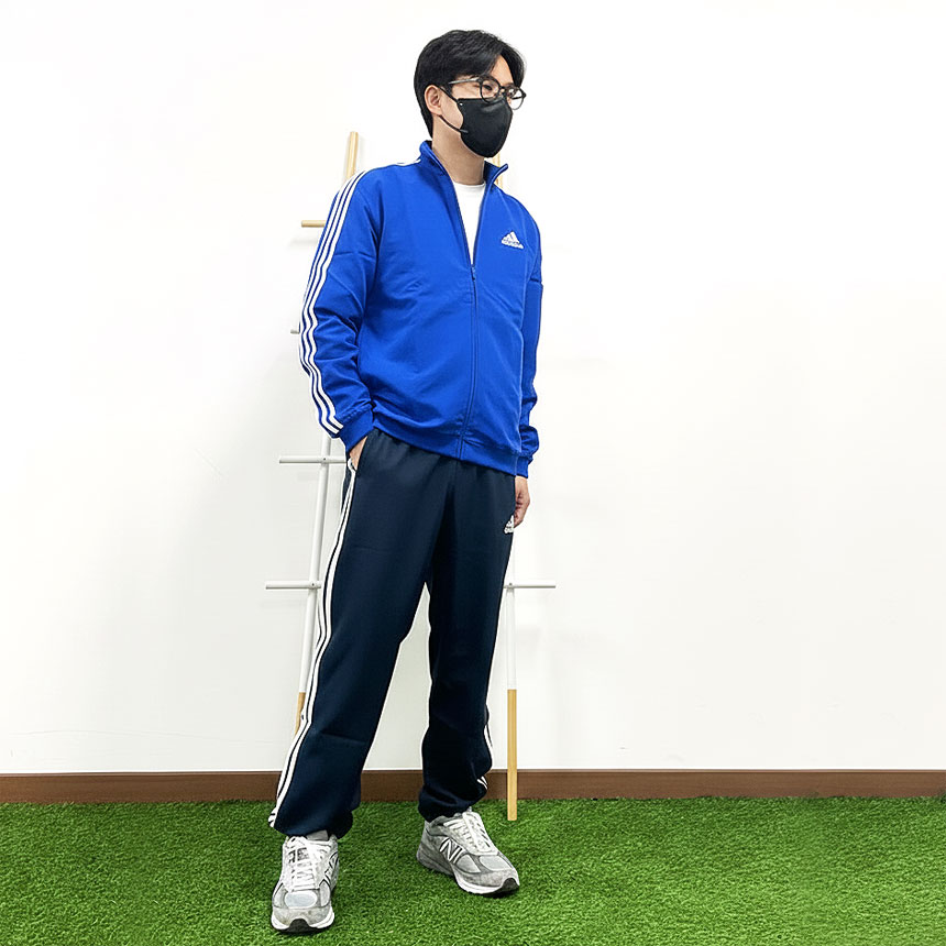 아디다스 삼선 져지 남자 우븐 트레이닝복 세트 트랙탑 블루블랙 H12202 - 상세 이미지 2