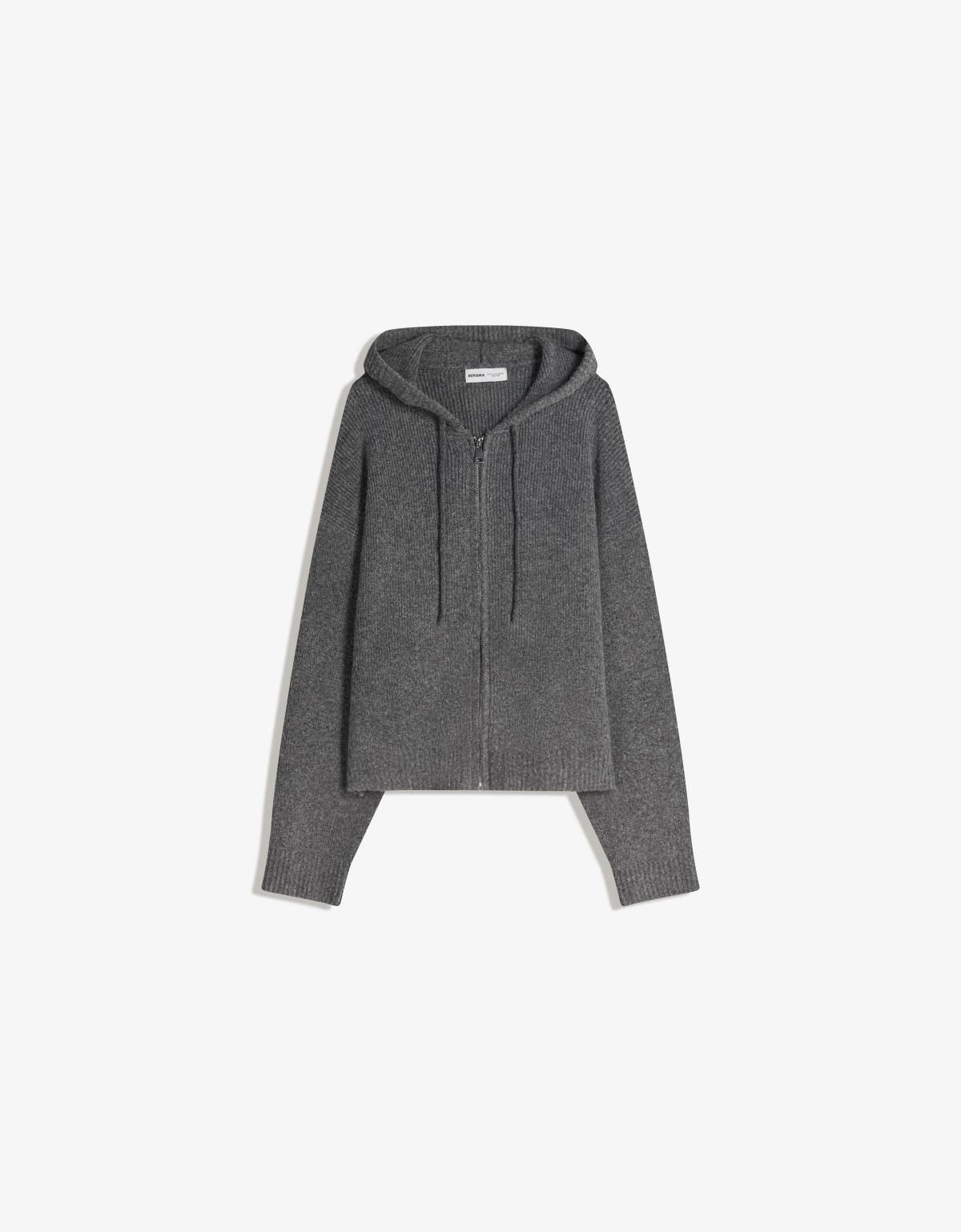 버쉬카 베이직 다크그레이 후드 집업 가디건 7027/376 GREY - 상품 이미지