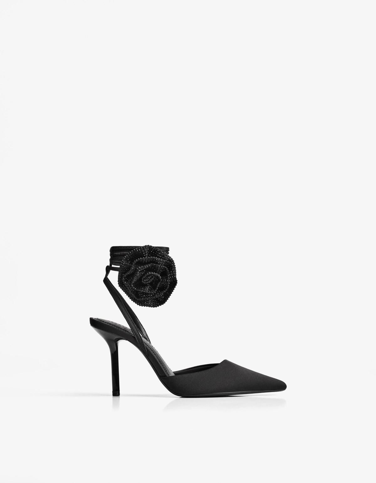 버쉬카 플라워 블랙 스틸레토 하이힐 슈즈 1312/764 BLACK - 메인 이미지