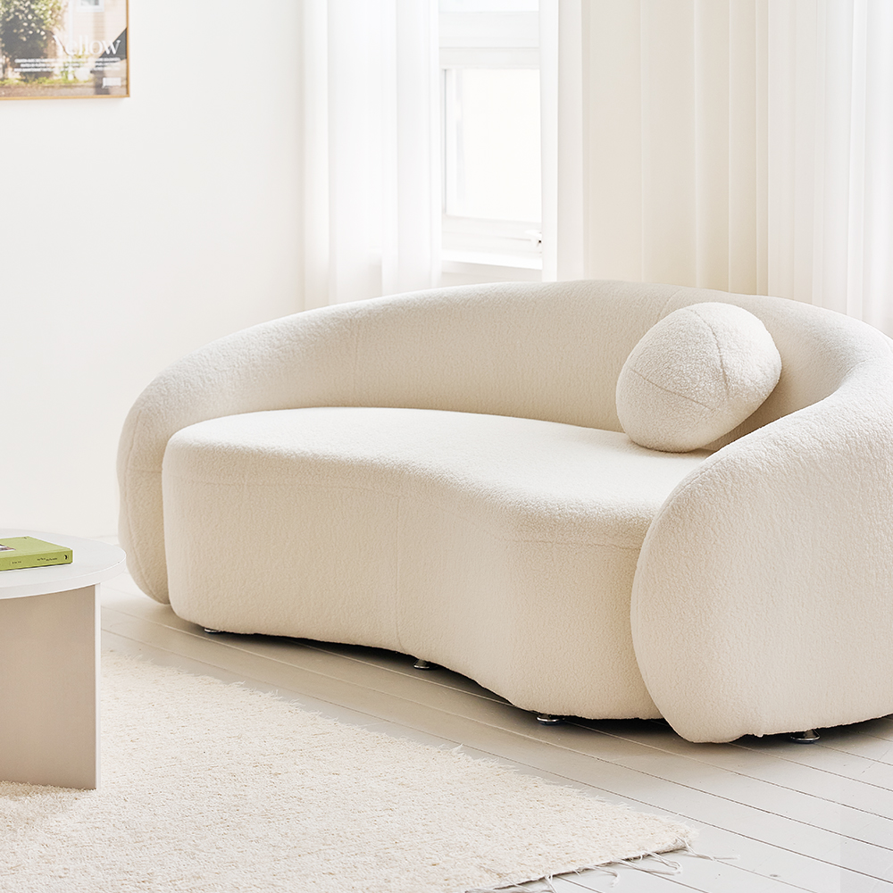 (희망일배송) 미뇽C 양털 소파 카페 호텔 라운지 부클레 패브릭 3인용 소파