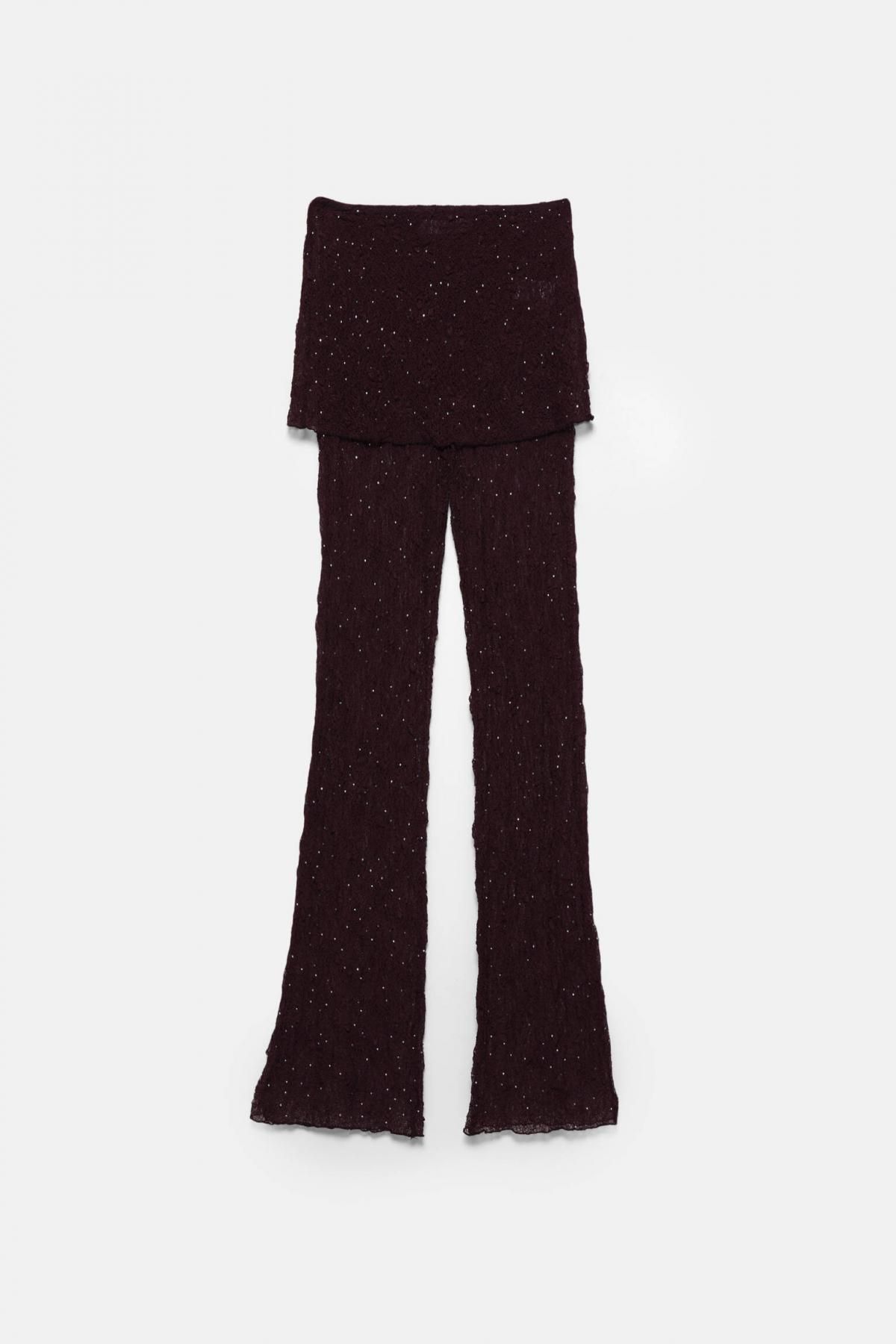 풀앤베어 글리터 레이스 턴업 플레어 팬츠 7675/412 BROWN - 상품 이미지