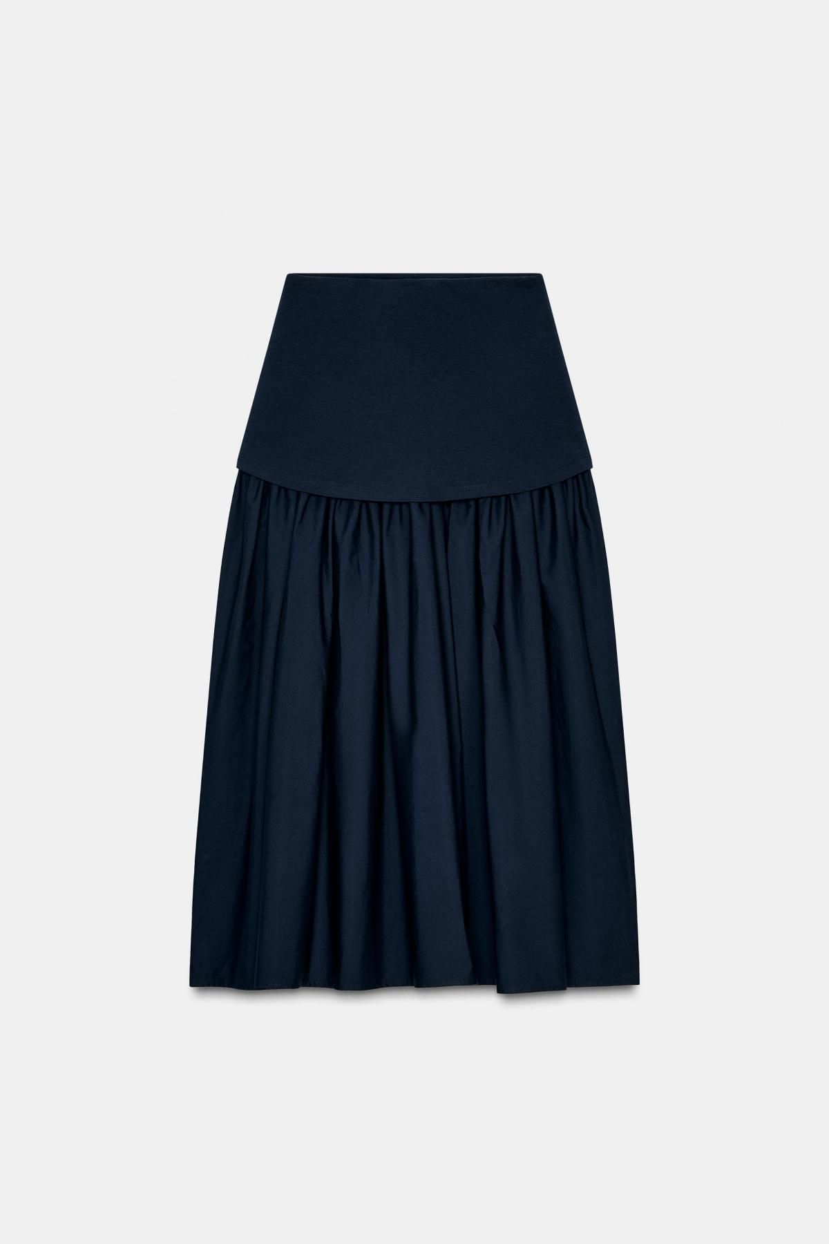 자라 테크니컬 하이웨이스트 미디 스커트 4174/755 NAVY BLUE - 메인 이미지