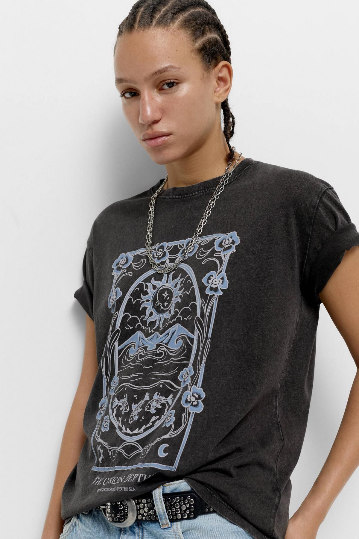 풀앤베어 그래픽 레트로 문 마운틴 반팔 티셔츠 7153/300 FADED BLACK - 상세 이미지 4