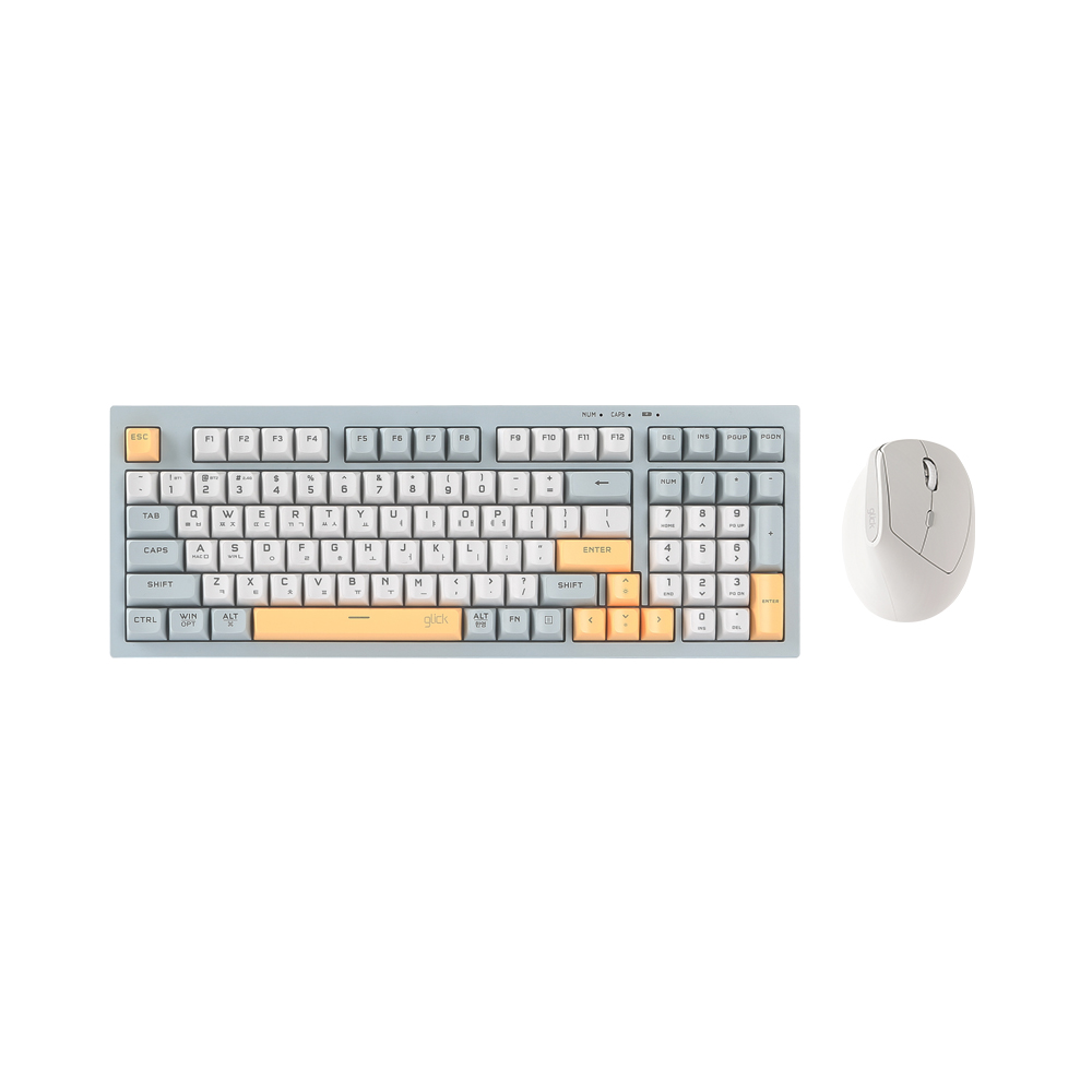 지클릭커 오피스프로 WMK600 사일런스 M RGB 무소음 무선 블루투스 98 키보드 마우스 세트 Navy Blue - 상품 이미지