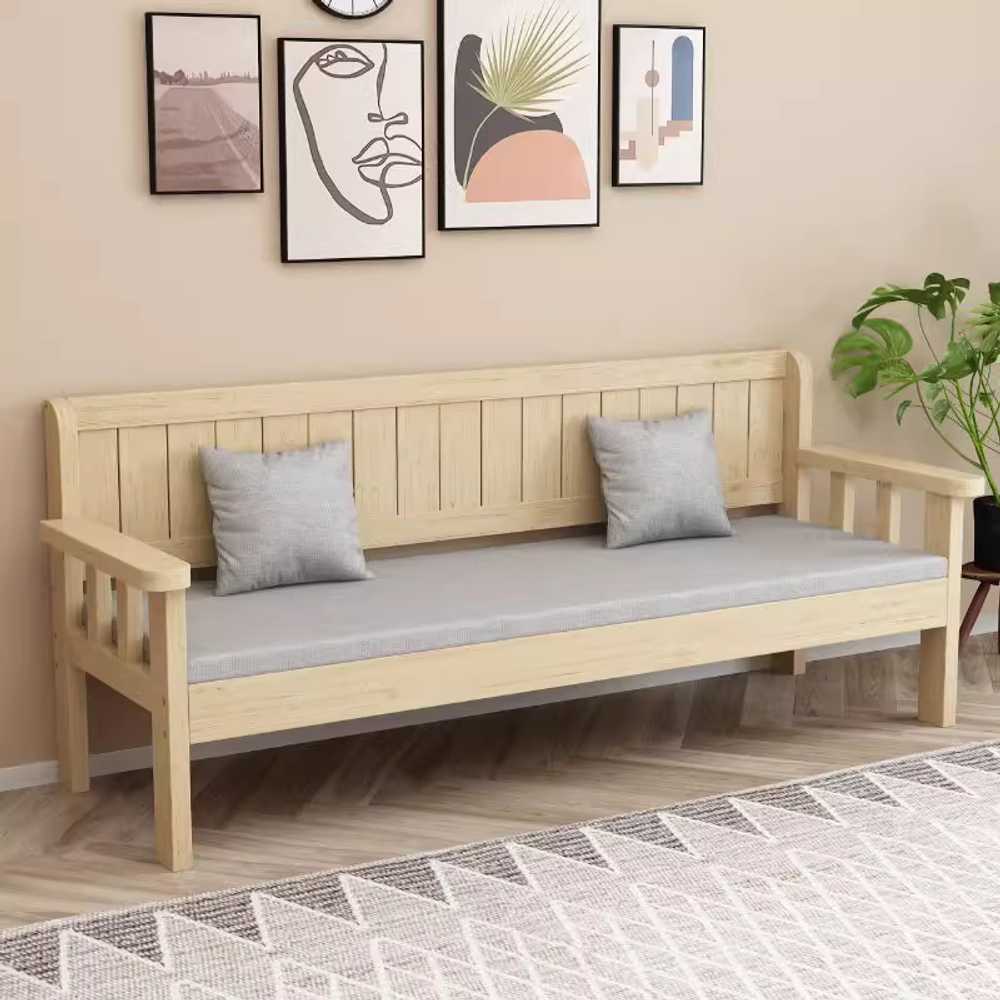 원목 평상형 소파 내추럴 감성 거실 인테리어 벤치 티크 140x55x80cm(쿠션) - 상품 이미지