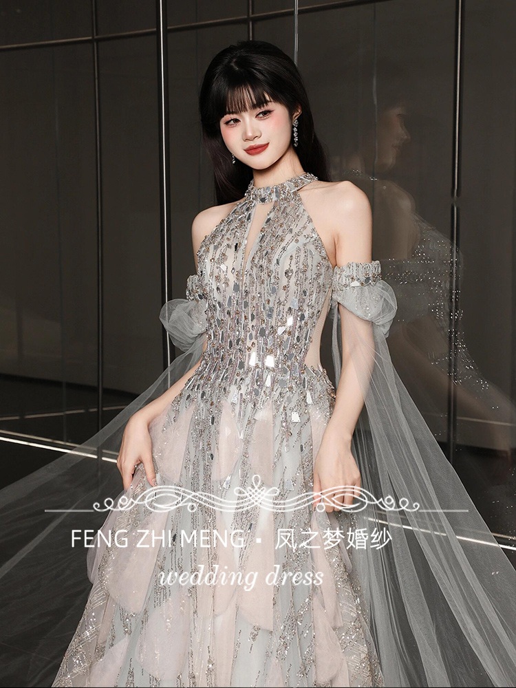 드레스 연회복 파티 이브닝 무대 우아한 백색광 셀프스몰촬영 - 상세 이미지 3