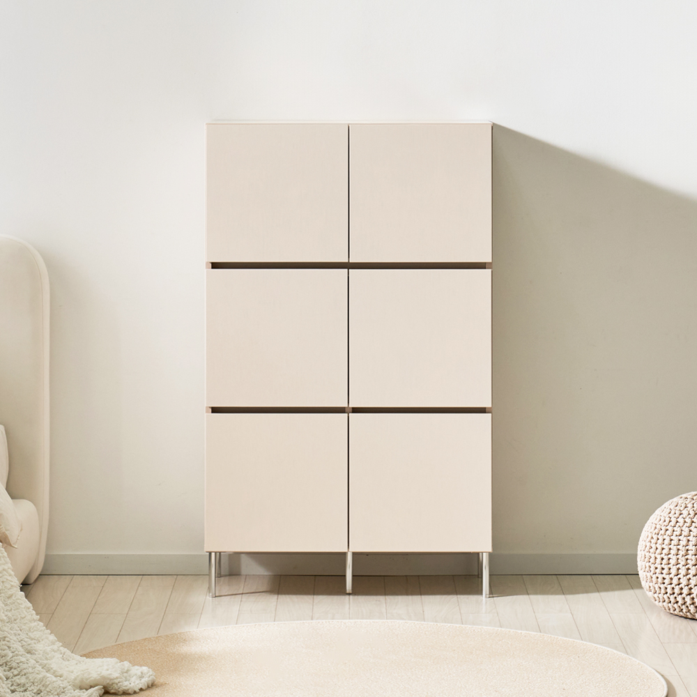 로아 수납장 모듈 다용도 거실 맘마존 (다리형) 800, 3단, 크림화이트