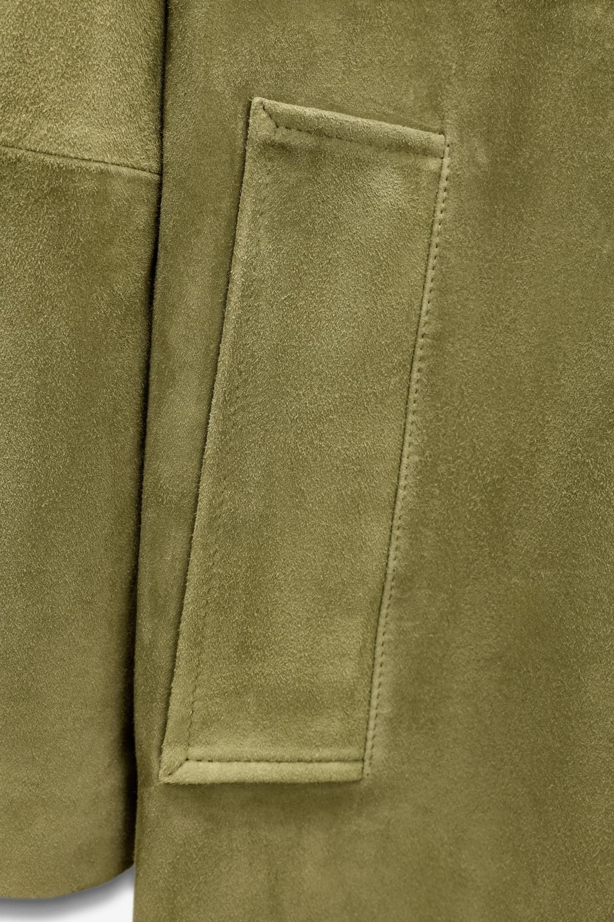 자라 프리미엄 스웨이드 레더 롱코트 한정판 0247/901 LIGHT GREEN 이미지 6
