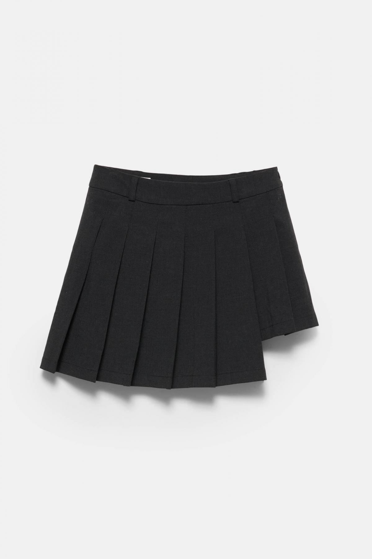 풀앤베어 테크니컬 비대칭 플리츠 미니 스커트 7400/339 ANTHRACITE GREY - 상품 이미지