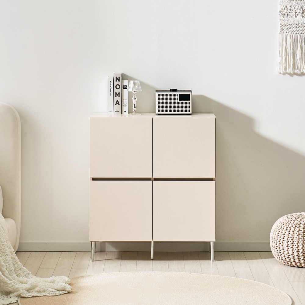 로아 수납장 모듈 다용도 거실 맘마존 (다리형) 800, 2단, 크림화이트