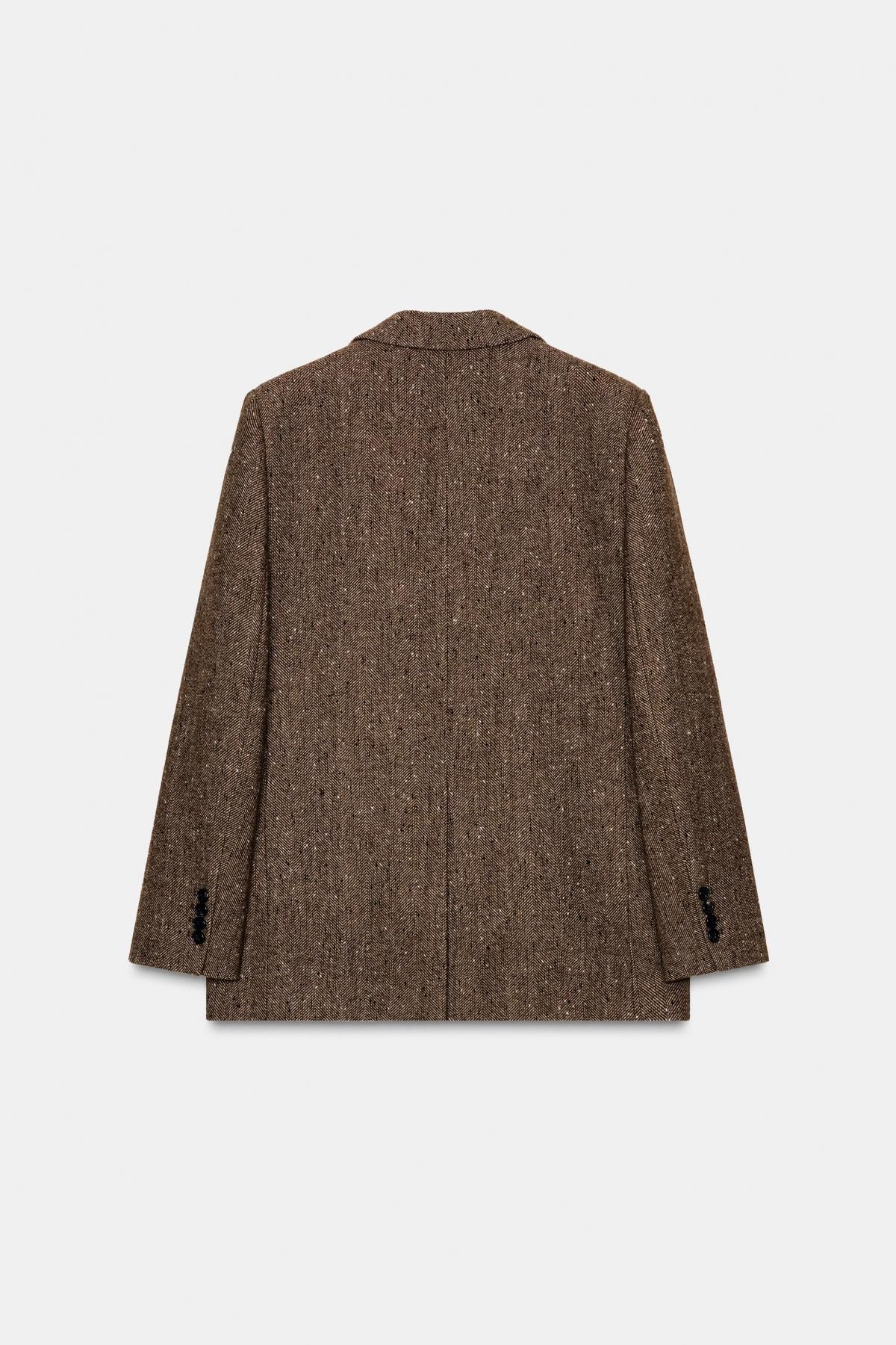 자라 헤링본 울블렌드 테일러드 블레이저 3736/262 LIGHT BROWN - 상세 이미지 5