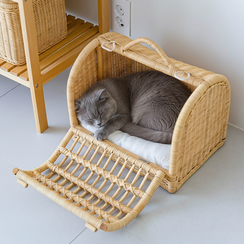 라탄 고양이이동장 강아지가방 켄넬 케이지 펫 보스턴 캐리어 애견가방 소형