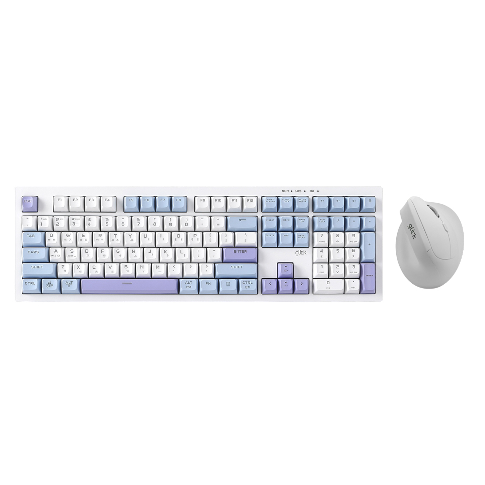 지클릭커 오피스프로 WMK700 사일런스 M 무소음 무선 블루투스 키보드 버티컬 마우스 세트 108 Sky City - 상품 이미지