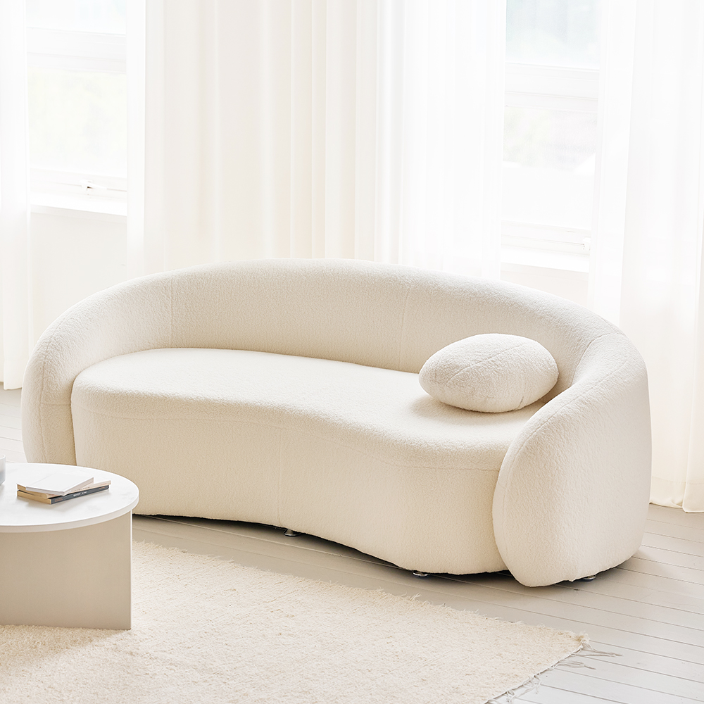 (희망일배송) 미뇽C 양털 소파 카페 호텔 라운지 부클레 패브릭 3인용 소파