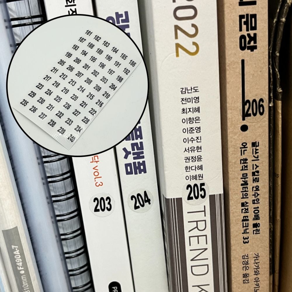 181 원형 번호 240 숫자스티커 투명 넘버링스티커 - 상품 이미지