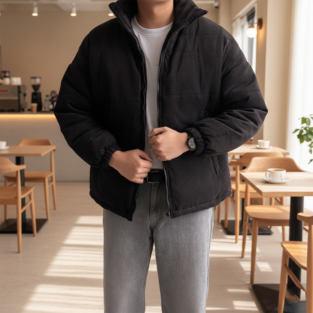 1+1 남자코듀로이패딩 남성골덴패딩 - 메인 이미지
