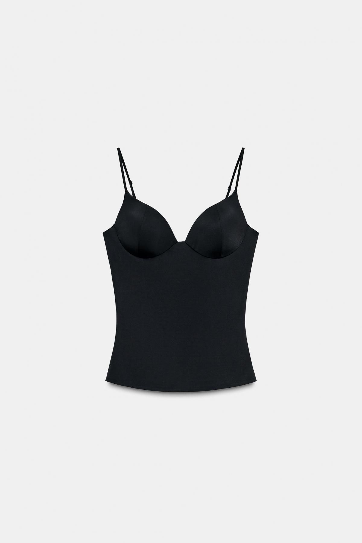 자라 폴리아미드 슬림핏 민소매 슬리브리스 탑 1355/457 BLACK - 상품 이미지
