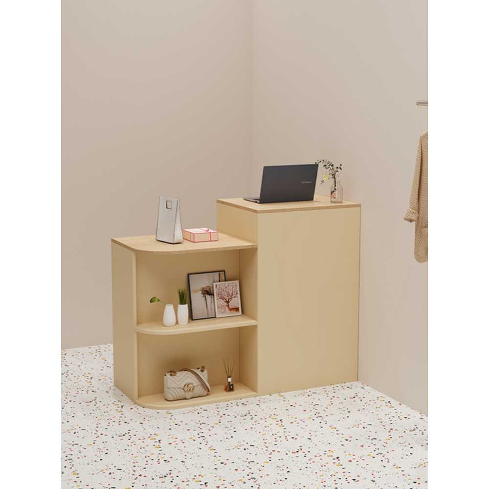 인테리어 소형 매장 카운터 진열형 테이블 서랍형 80x45x95cm 화이트+오렌지 - 상세 이미지 3