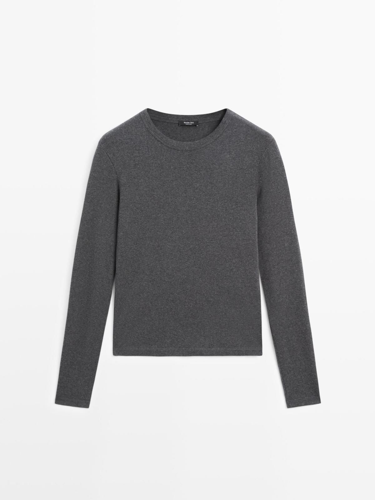 마시모두띠 슬림핏 골지 멜란지 긴팔 티셔츠 6853/805 ANTHRACITE GREY - 상품 이미지