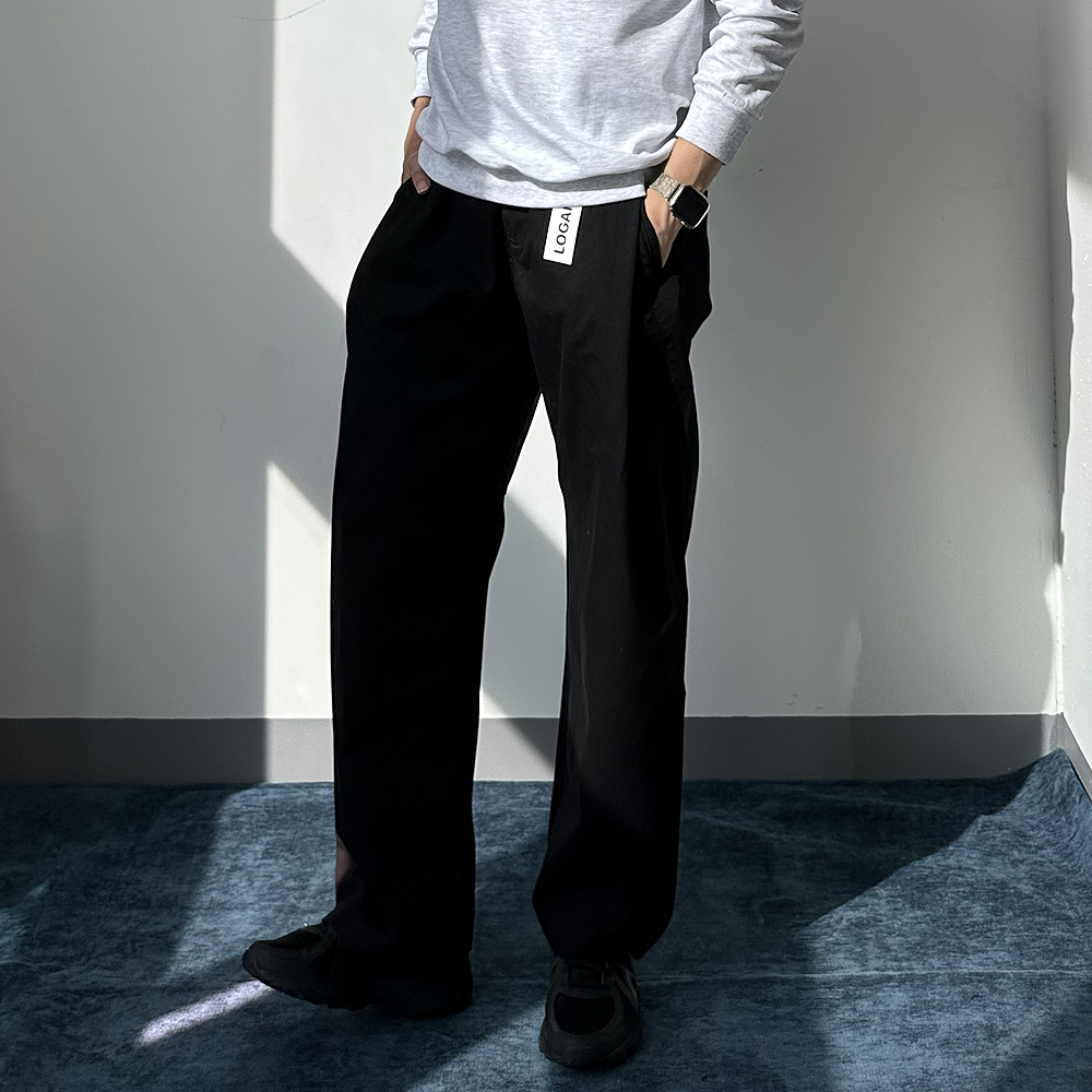 남자 바지 원턱 커브드 팬츠 면바지 남자 와이드팬츠 - 상세 이미지 3