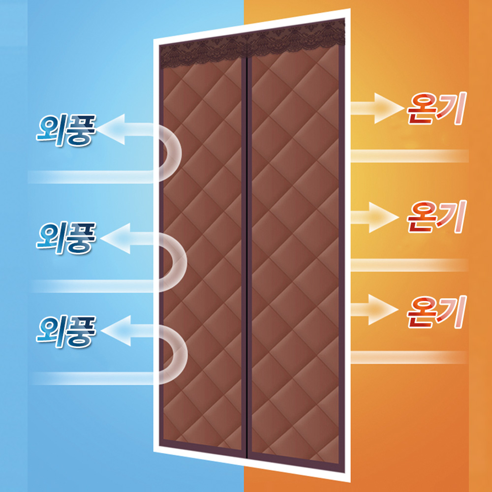 현관 방한커튼 겨울 암막 단열 3중 패딩 두꺼운 현관바람막이 100x220cm - 상세 이미지 4