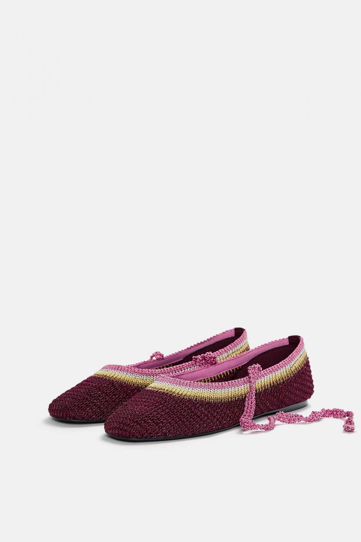 풀앤베어 크로셰 스트랩 멀티컬러 발레리나 플랫 1517/540 BURGUNDY - 상세 이미지 2