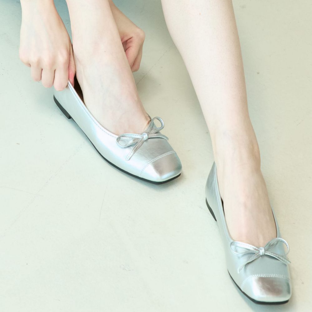 스퍼 레이브 리본 플랫슈즈 실버 1.5cm -UA9037SI - 상세 이미지 5