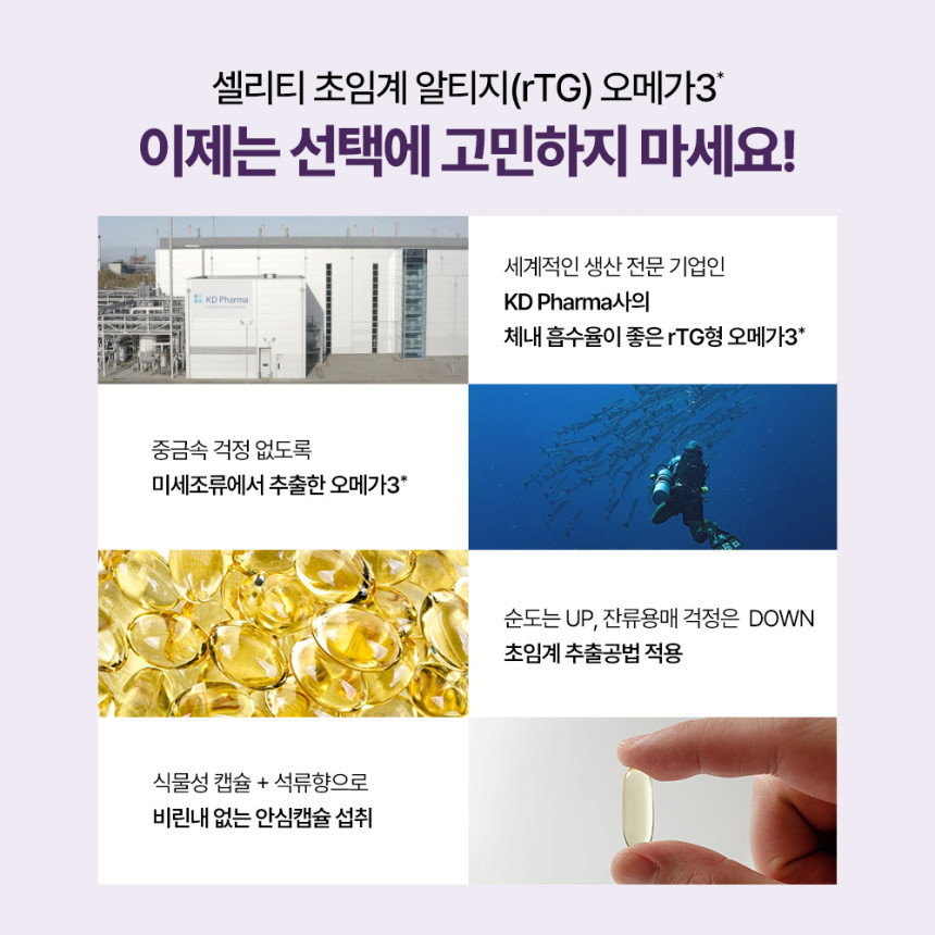 셀리티 초임계 알티지(rTG) 오메가3 비타민E 비타민D 식물성캡슐 30캡슐, 3개