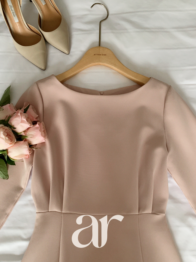 쉬폰 레이어드 H라인 롱 긴팔 하객룩 격식 원피스 op16227