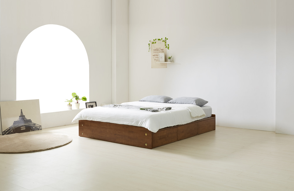 모스 무헤드 통판 원목 침대프레임 리프트 벙커 수납형침대 SS/Q/K