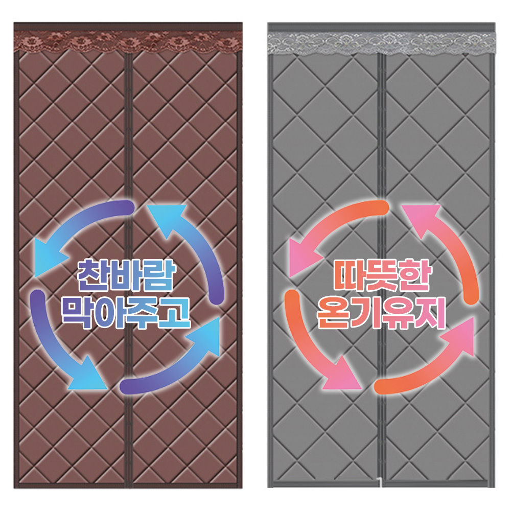 현관 방한커튼 겨울 암막 단열 3중 패딩 두꺼운 현관바람막이 100x220cm - 상세 이미지 2