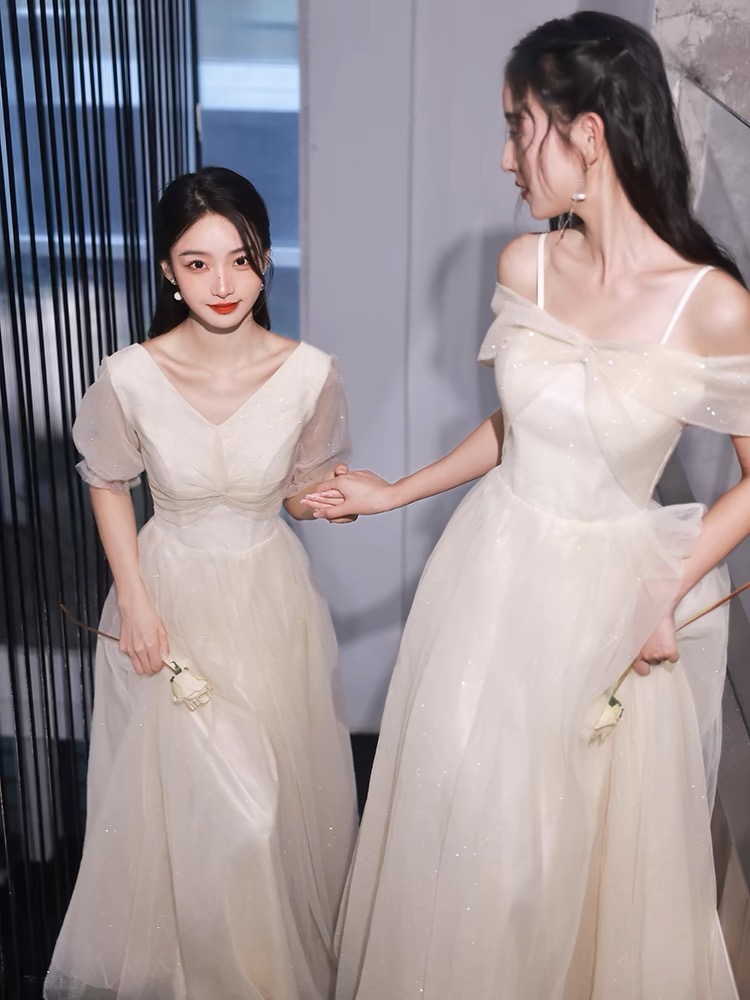 연주용드레스 셀프 웨딩 촬영 드레스 파티 공연 무대복 연주회 원피스 A 미디 S - 상세 이미지 5