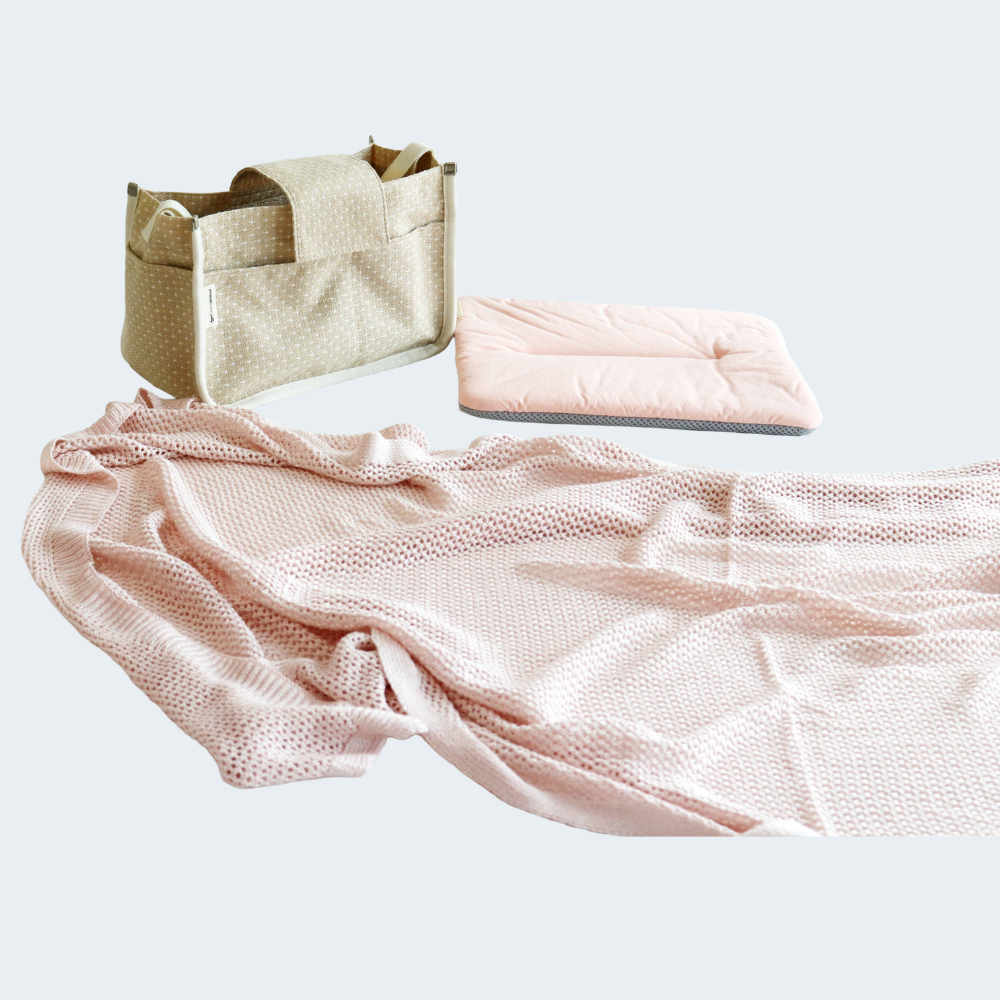 피넛버터젤리 출산선물 아기선물 3종 유모차가방 아기태열베개 망사블랭킷