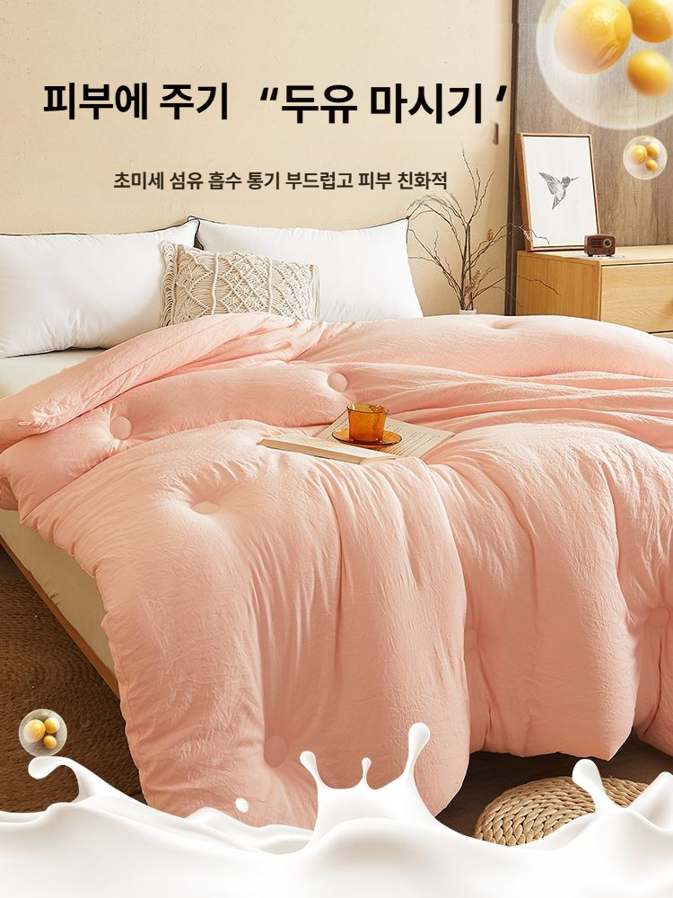 사계절 대두섬유 이불 학생용 싱글 여름용 봄가을 겨울용 침구 화이트 180x220cm 봄가을 이불 A - 상세 이미지 4