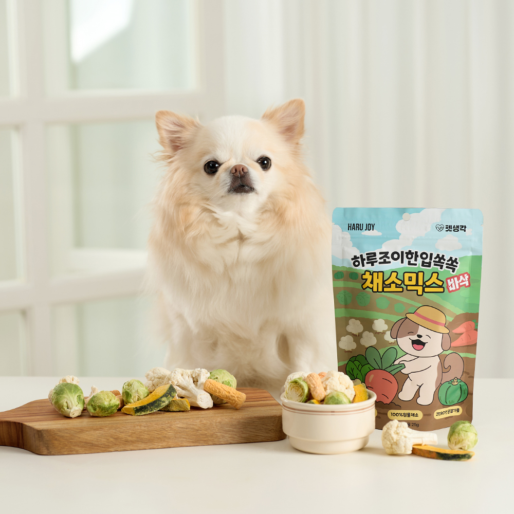 펫생각 믹스 동결건조 강아지 간식 비건 저알러지 단호박 당근 양배추 채소, 25g, 1개